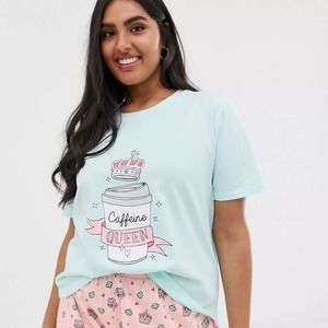 ASOS DESIGN caffeine queen pajama top size 14